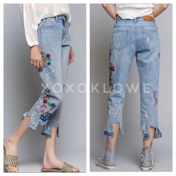 POL Retro 90s Grunge Embroidered Denim Jeans - Picture 11 of 11